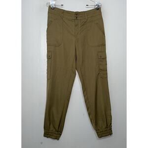 Anthropologie Elevenses Cargo Joggers Pants Size 6 Olive Green Satin Utility